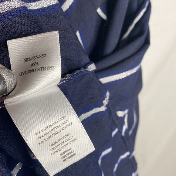 RAILS ANTHROPOLOGY Ava Livorno Navy Metallic Stripe Tie Front Top Sz medium - Picture 10 of 10